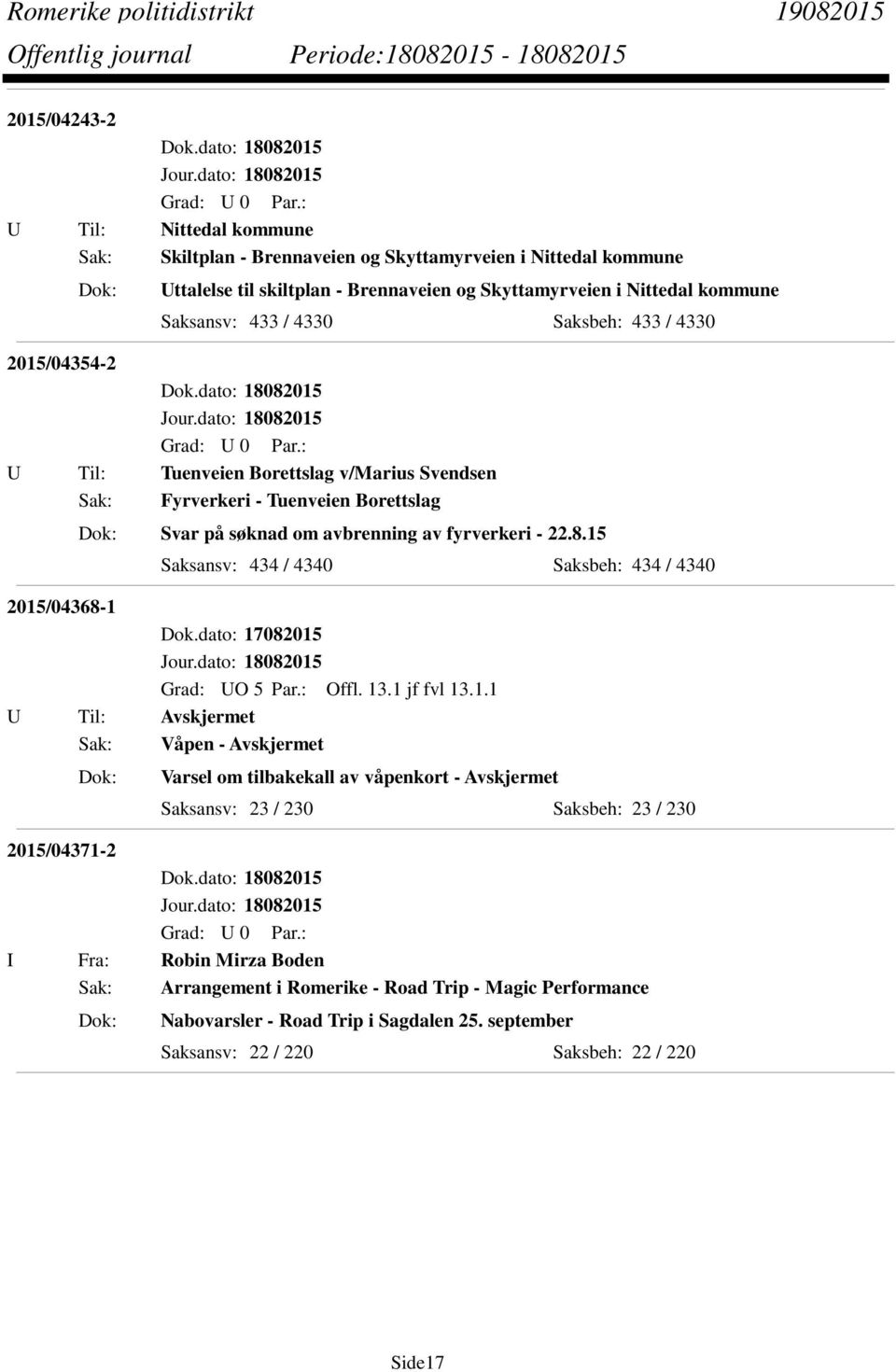 avbrenning av fyrverkeri - 22.8.