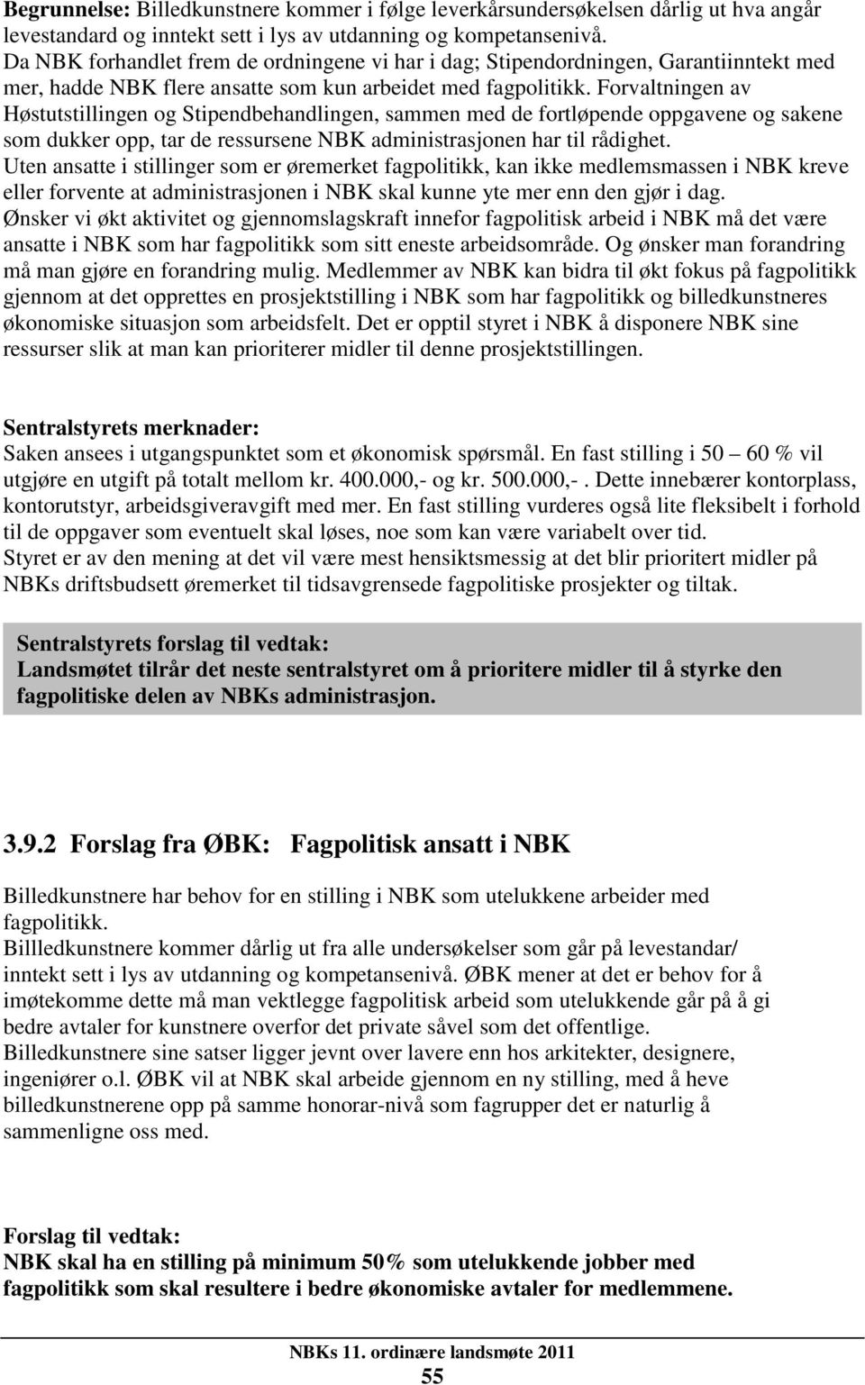 Forvaltningen av Høstutstillingen og Stipendbehandlingen, sammen med de fortløpende oppgavene og sakene som dukker opp, tar de ressursene NBK administrasjonen har til rådighet.