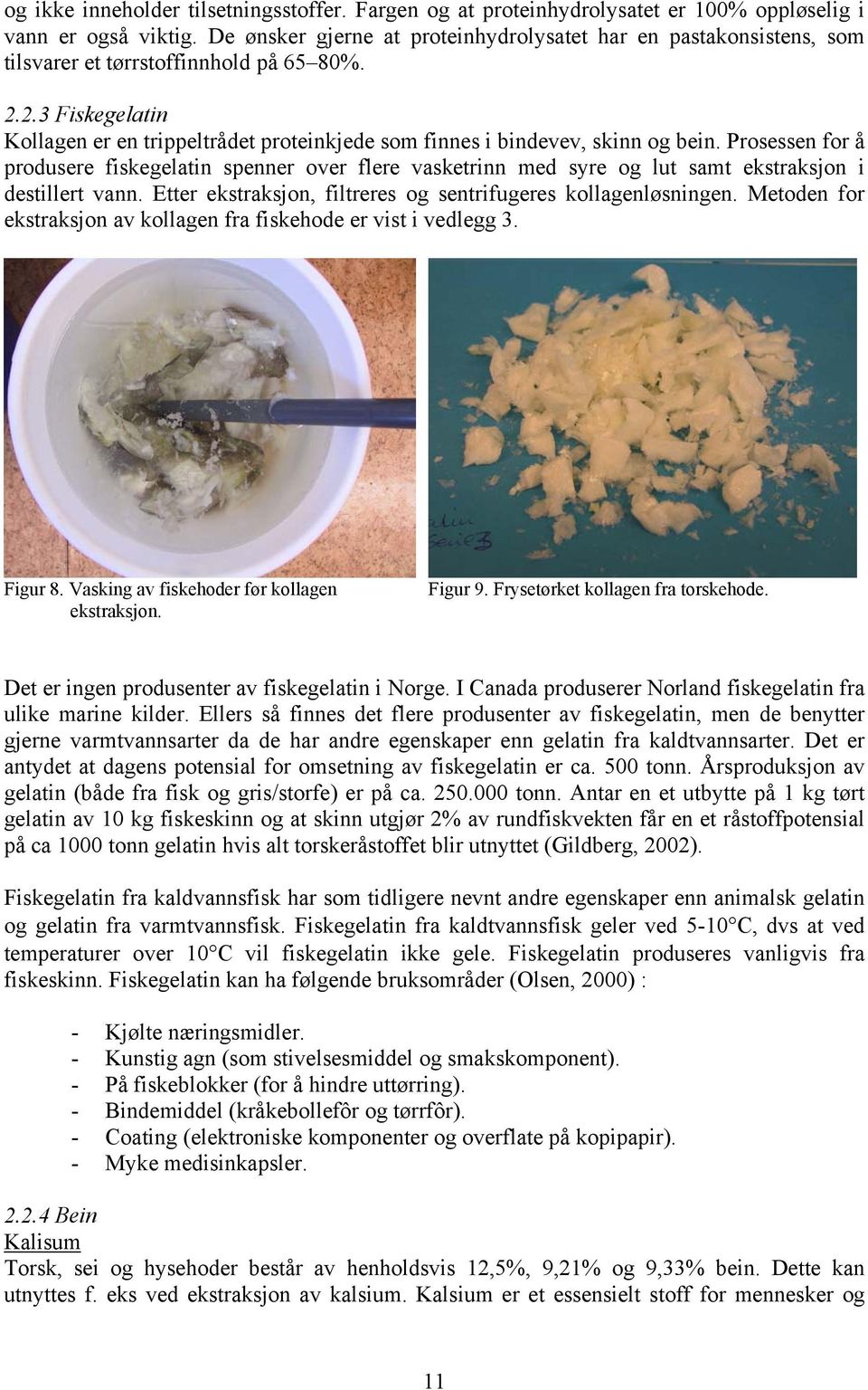 2.3 Fiskegelatin Kollagen er en trippeltrådet proteinkjede som finnes i bindevev, skinn og bein.