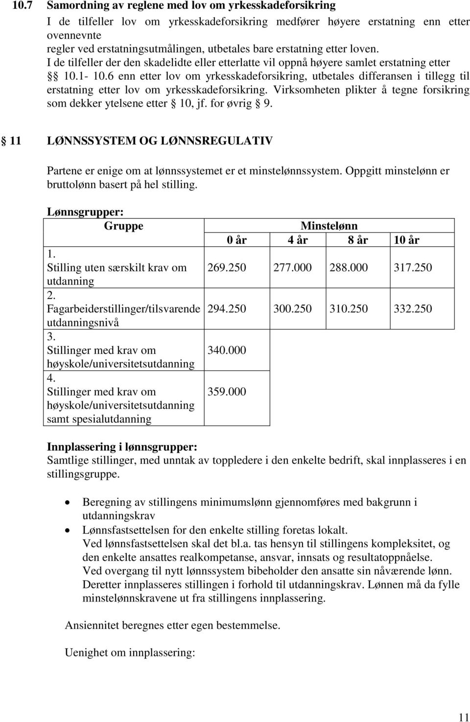 6 enn etter lov om yrkesskadeforsikring, utbetales differansen i tillegg til erstatning etter lov om yrkesskadeforsikring. Virksomheten plikter å tegne forsikring som dekker ytelsene etter 10, jf.