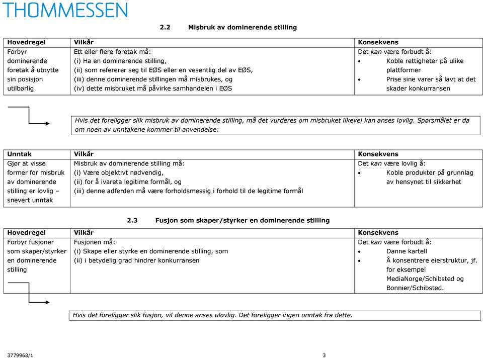 konkurransen Hvis det foreligger slik misbruk av dominerende stilling, må det vurderes om misbruket likevel kan anses lovlig.