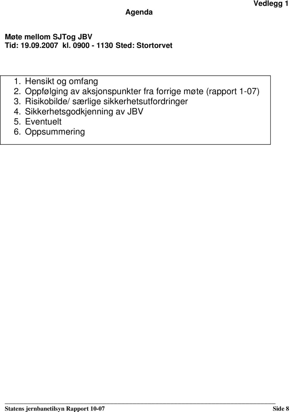 Oppfølging av aksjonspunkter fra forrige møte (rapport 1-07) 3.