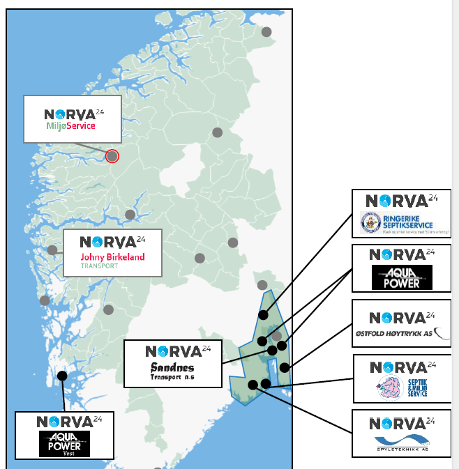 Norva24 selskap og tenester Omsetning 2016 NOK ~ 500