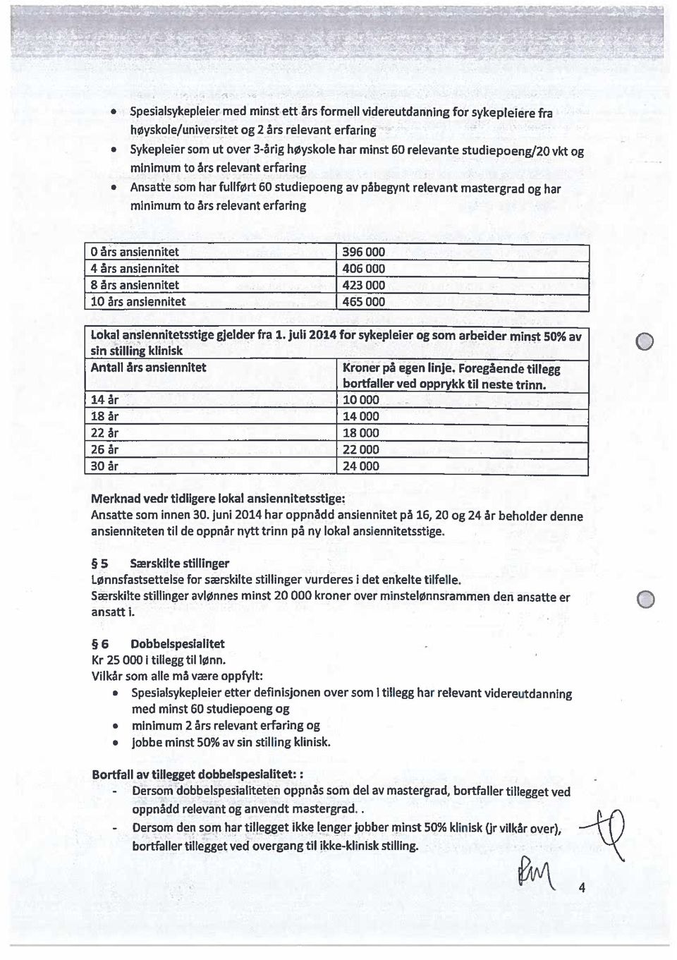 ansiennitet 406 000 8 års ansiennitet 423 000 10 års ansiennitet 465 000 I.okal ansiennitetsstige gjelder fra 1.