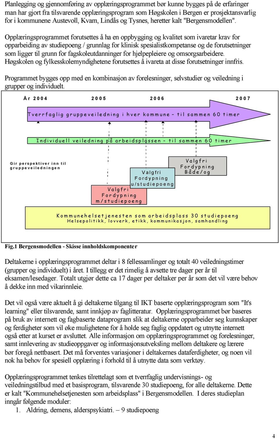 Opplæringsprogrammet forutsettes å ha en oppbygging og kvalitet som ivaretar krav for opparbeiding av studiepoeng / grunnlag for klinisk spesialistkompetanse og de forutsetninger som ligger til grunn