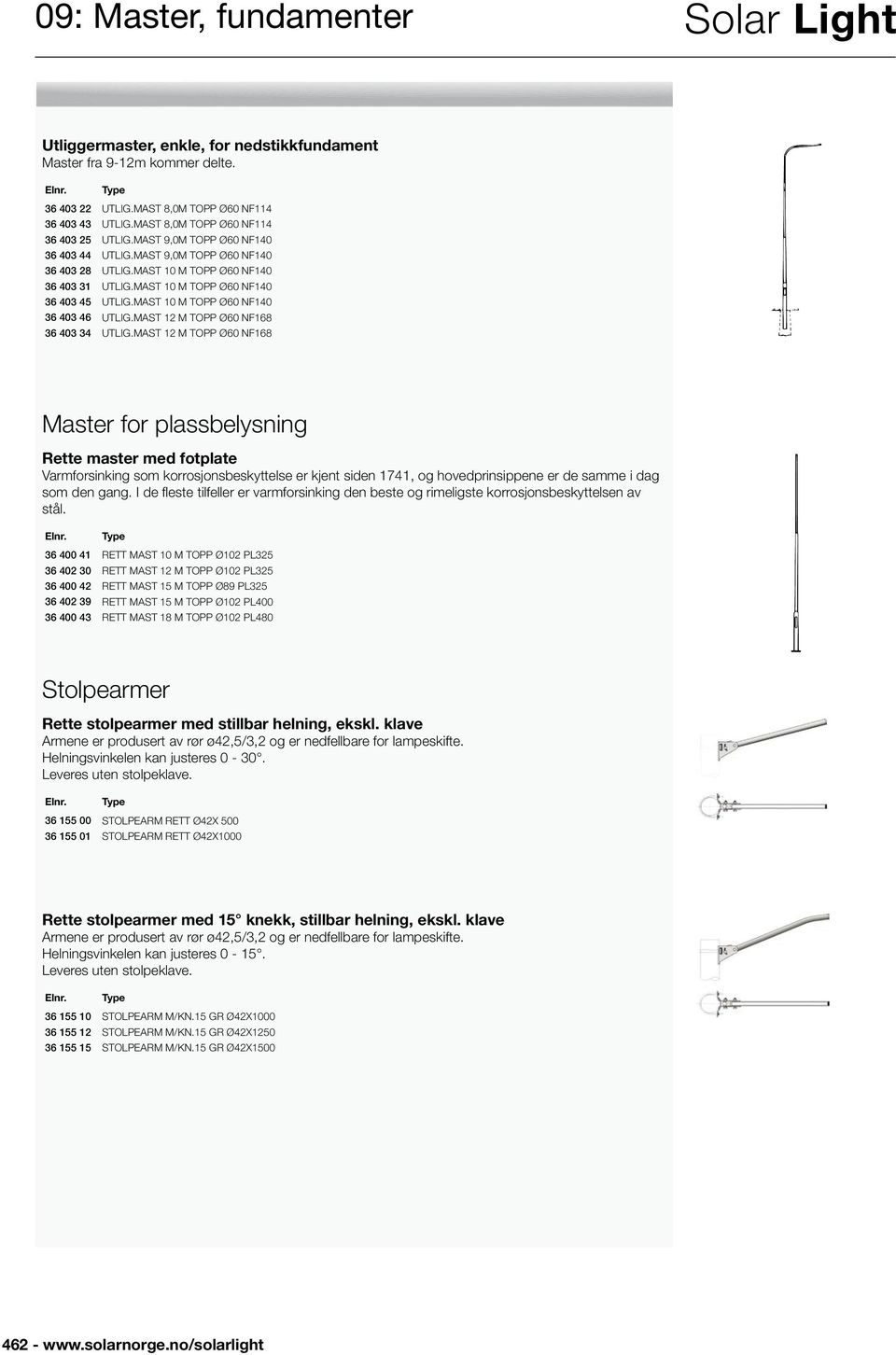 MAST 10 M TOPP Ø60 NF140 36 403 46 UTLIG.MAST 12 M TOPP Ø60 NF168 36 403 34 UTLIG.