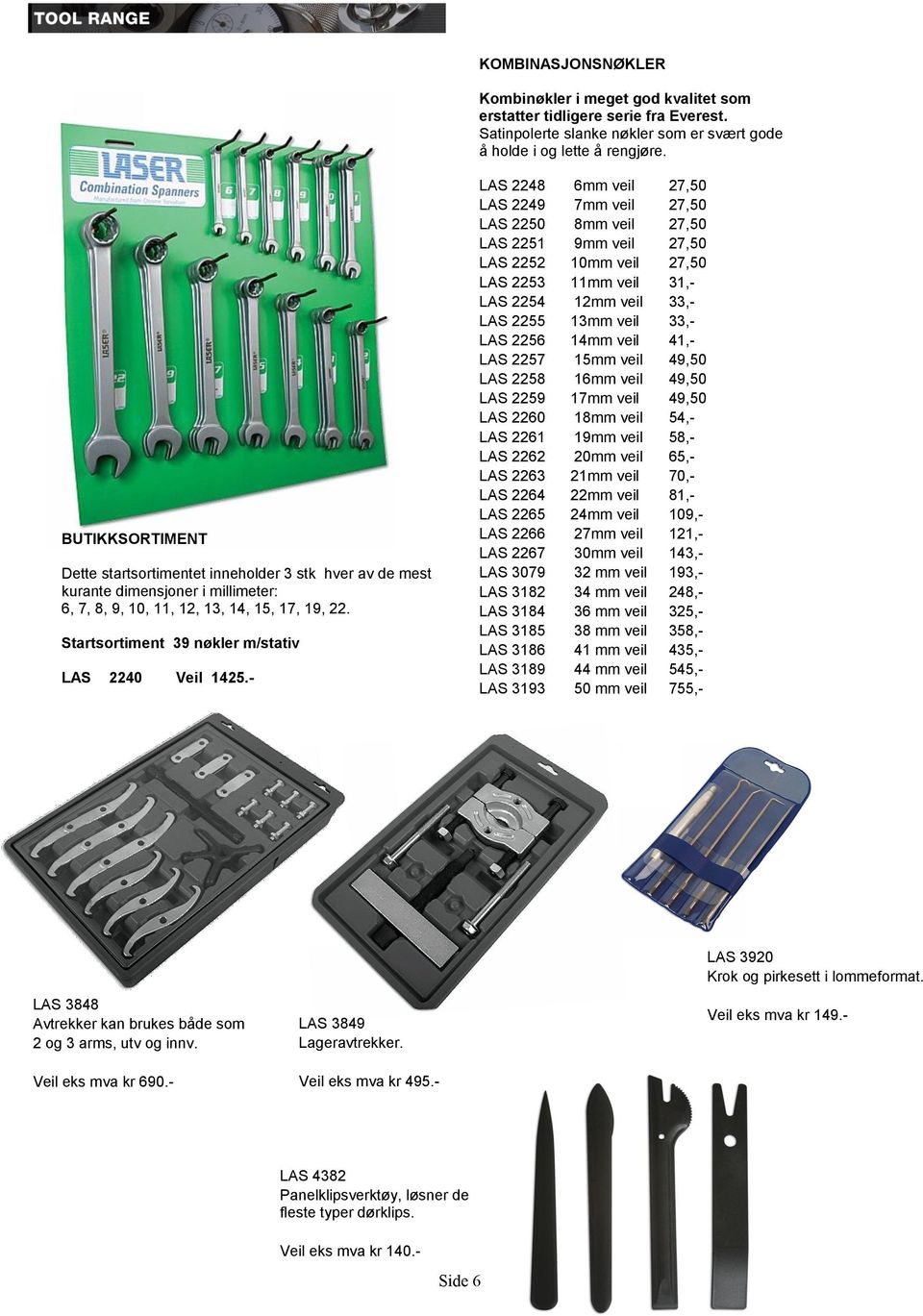 Startsortiment 39 nøkler m/stativ LAS 2240 Veil 1425.