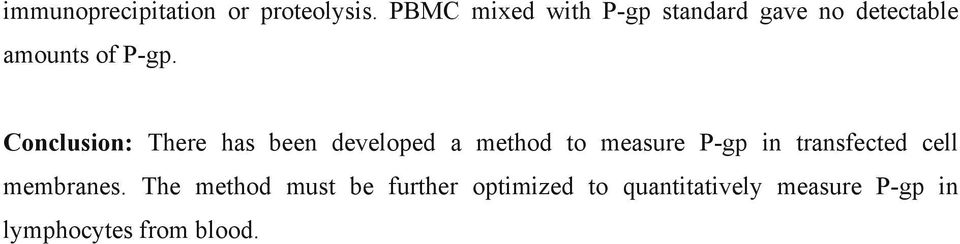 Conclusion: There has been developed a method to measure P-gp in