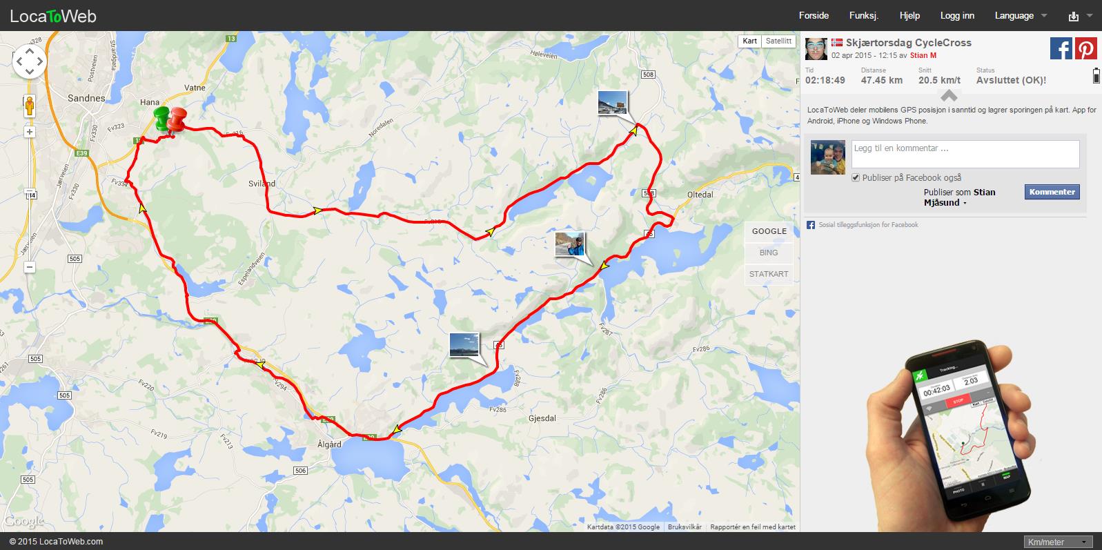 LocaToWeb kjører på mobilen og sender din posisjon til web i sanntid. Venner og familie kan følge dine bevegelser mens du trener, sykler, reiser eller er på farten!