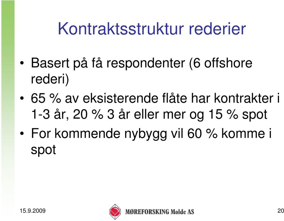 eksisterende flåte har kontrakter i 1-3 år, 3 år