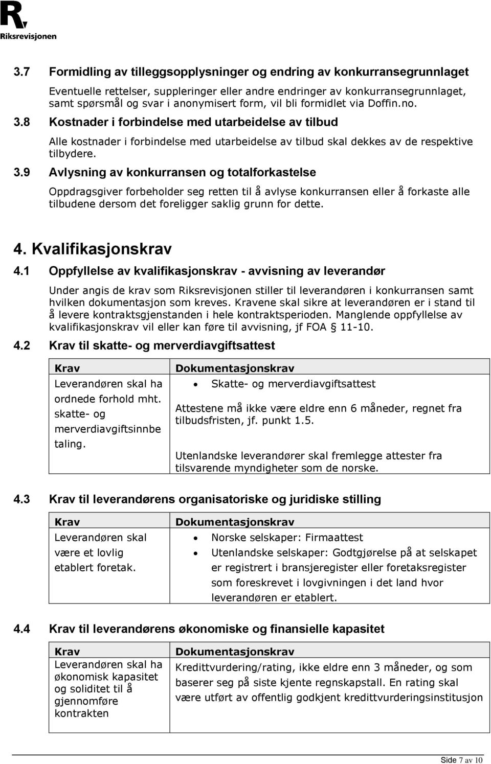 8 Kostnader i forbindelse med utarbeidelse av tilbud Alle kostnader i forbindelse med utarbeidelse av tilbud skal dekkes av de respektive tilbydere. 3.