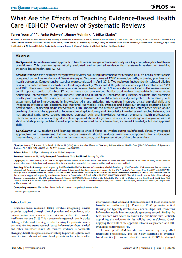 Effektive undervisning i KBP En blanding av undervisningsmetoder Klinisk integrerte (i praksis) Involverer vurdering Interaktiv Khan, K. S., & Coomarasamy, A. (2006).