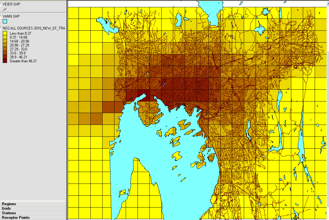 9 Figur 1: Årsmiddelverdi av NO 2 (modellberegning år 2010). Situasjonen før utfasing av oljefyringsanlegg.