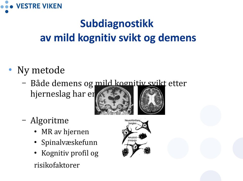 etter hjerneslag har en årsak Algoritme MR av