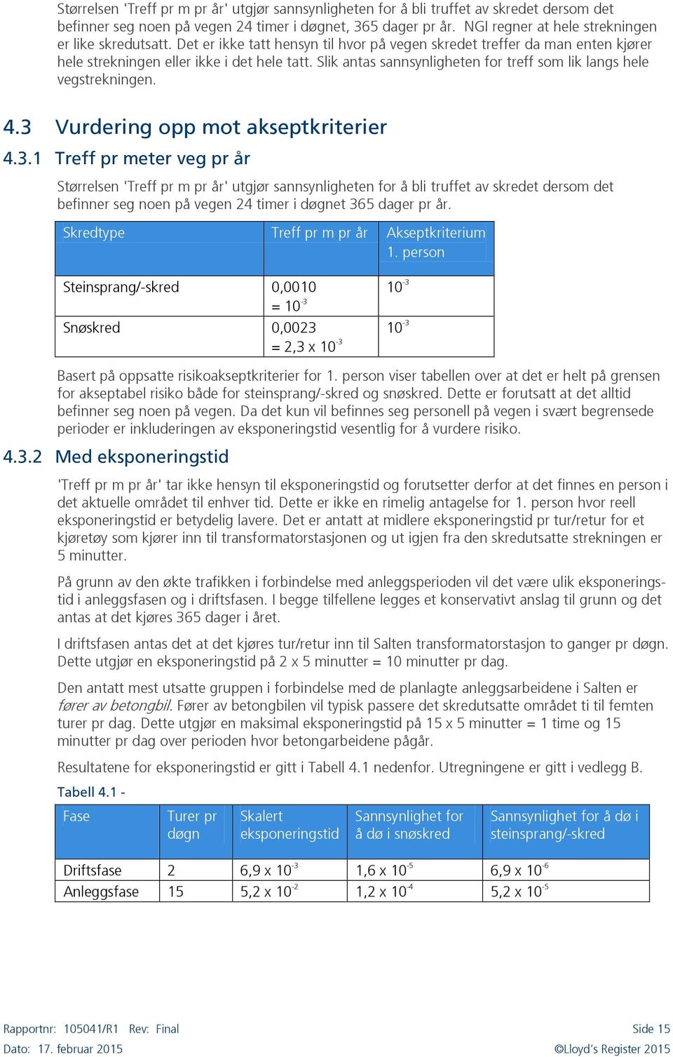 Slik antas sannsynligheten for treff som lik langs hele vegstrekningen. 4.3 