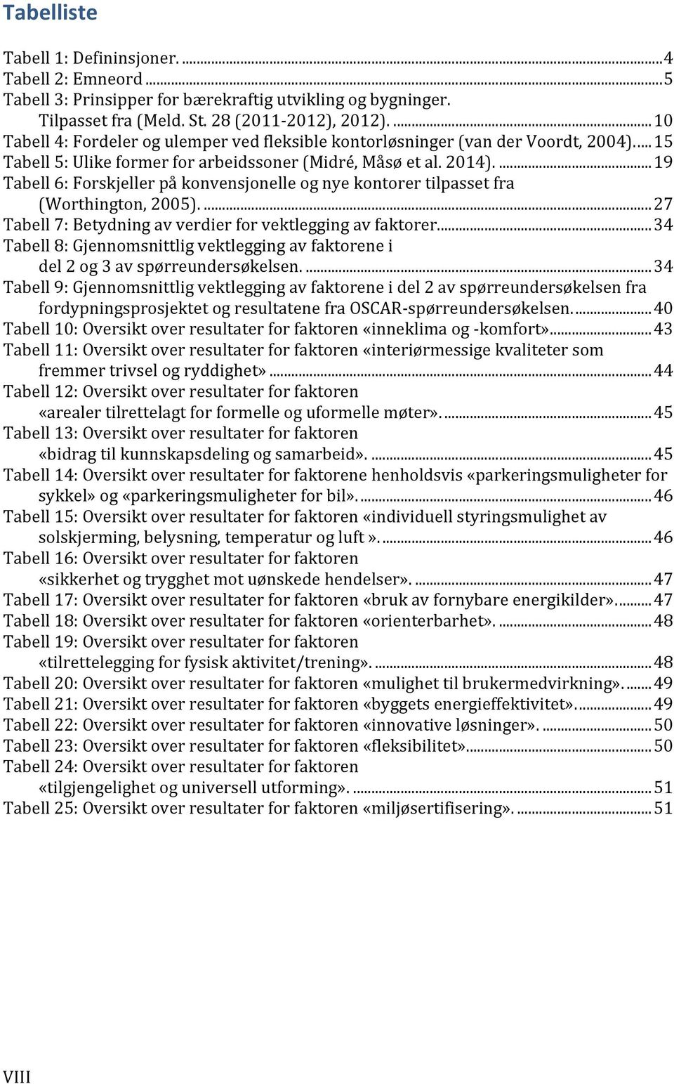 ... 19 Tabell 6: Forskjeller på konvensjonelle og nye kontorer tilpasset fra (Worthington, 2005).... 27 Tabell 7: Betydning av verdier for vektlegging av faktorer.