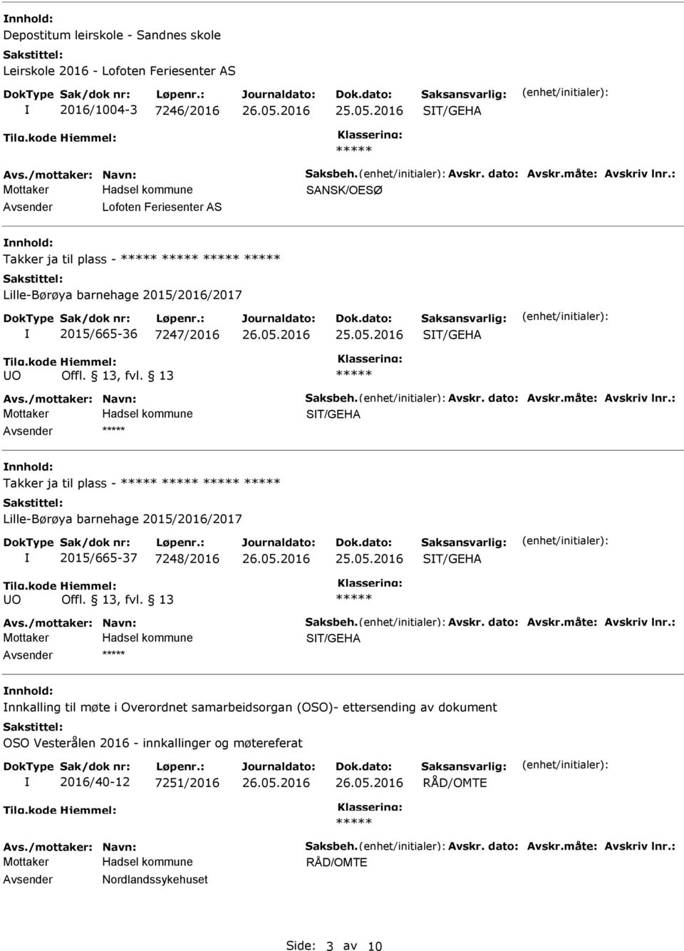 ja til plass - Lille-Børøya barnehage 2015/2016/2017 2015/665-37 7248/2016 ST/GEH UO ST/GEH vsender nnhold: nnkalling til møte i Overordnet