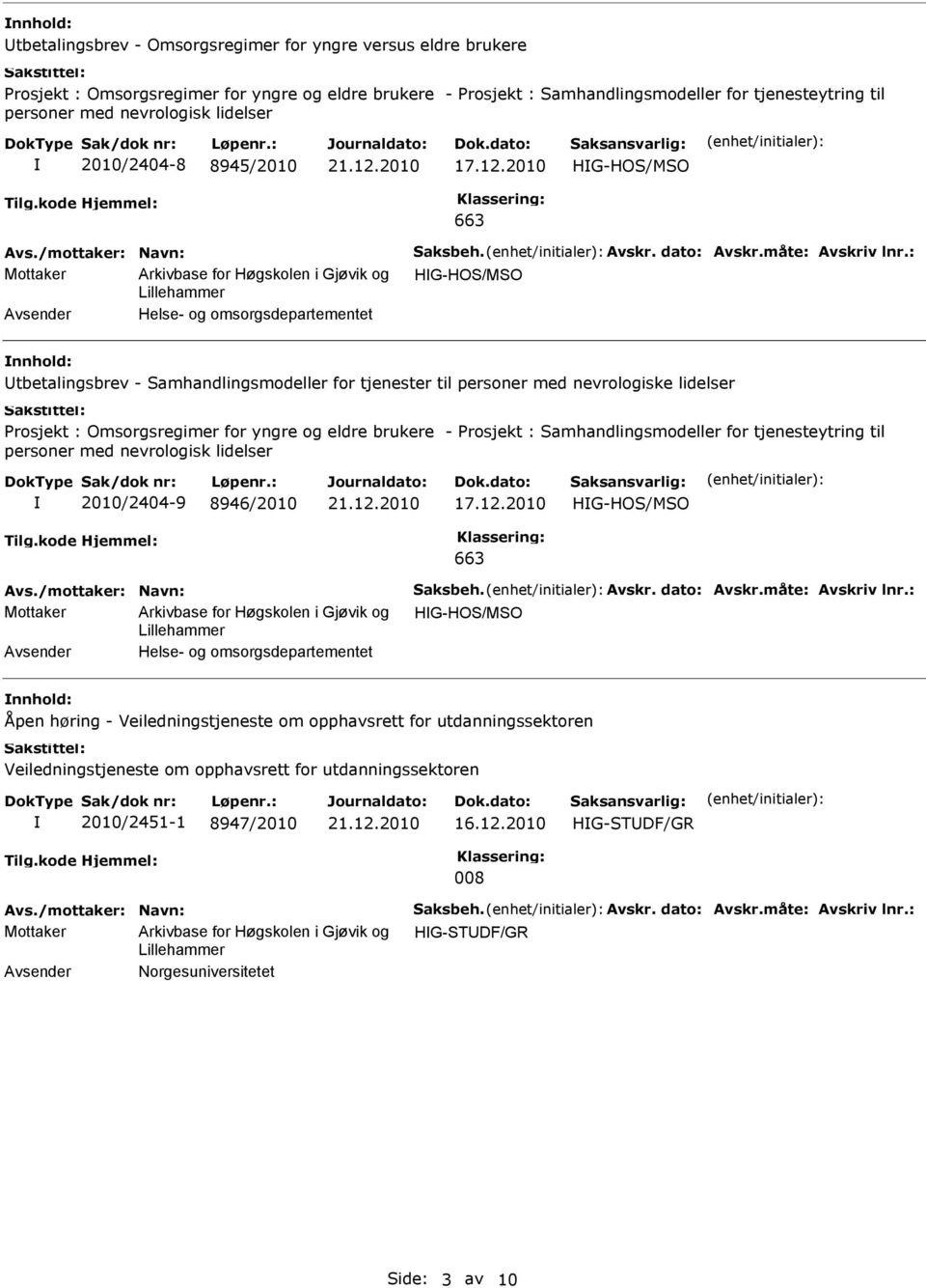 til personer med nevrologiske lidelser rosjekt : Omsorgsregimer for yngre og eldre brukere - rosjekt : amhandlingsmodeller for tjenesteytring til personer med nevrologisk lidelser 2010/2404-9