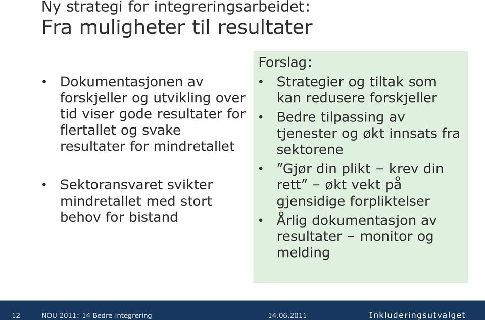 behov for bistand Forslag: Strategier og tiltak som kan redusere forskjeller Bedre tilpassing av tjenester og økt innsats