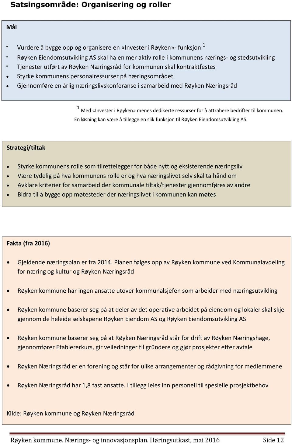 Røyken Næringsråd 1 Med «Invester i Røyken» menes dedikerte ressurser for å attrahere bedrifter til kommunen. En løsning kan være å tillegge en slik funksjon til Røyken Eiendomsutvikling AS.