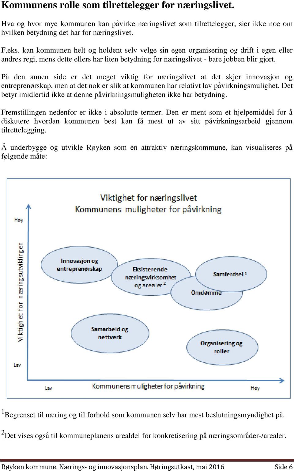 På den annen side er det meget viktig for næringslivet at det skjer innovasjon og entreprenørskap, men at det nok er slik at kommunen har relativt lav påvirkningsmulighet.