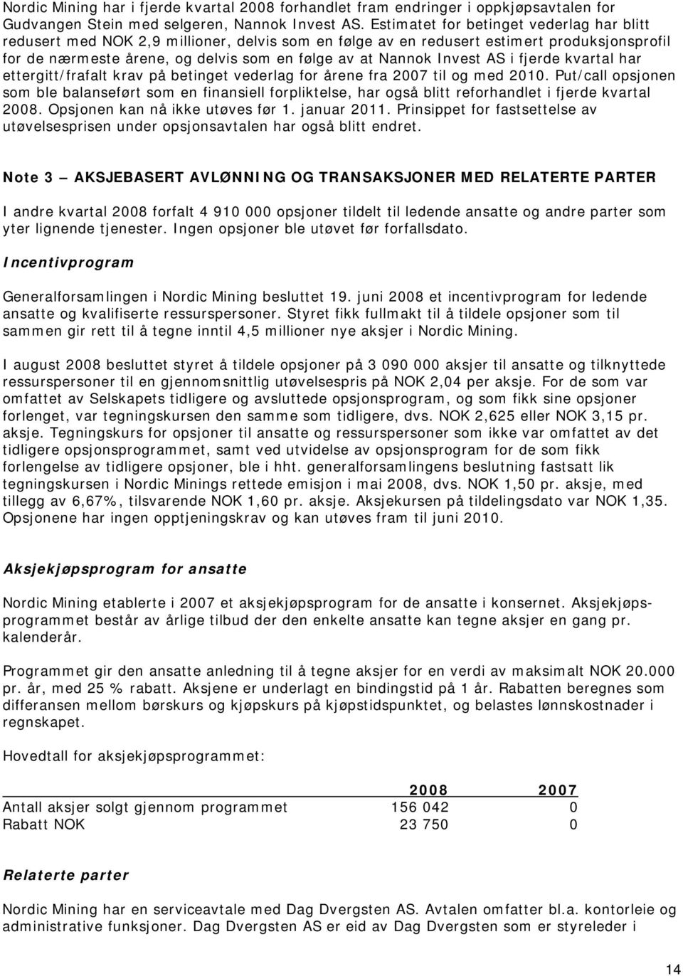 Invest AS i fjerde kvartal har ettergitt/frafalt krav på betinget vederlag for årene fra 2007 til og med 2010.