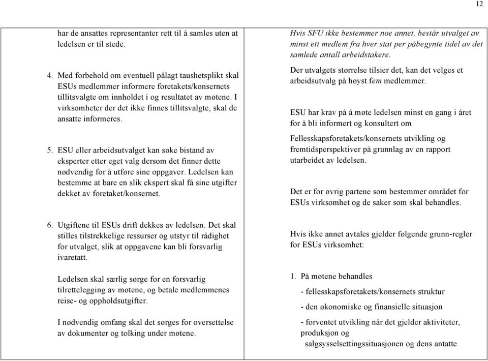 I virksomheter der det ikke finnes tillitsvalgte, skal de ansatte informeres. 5.