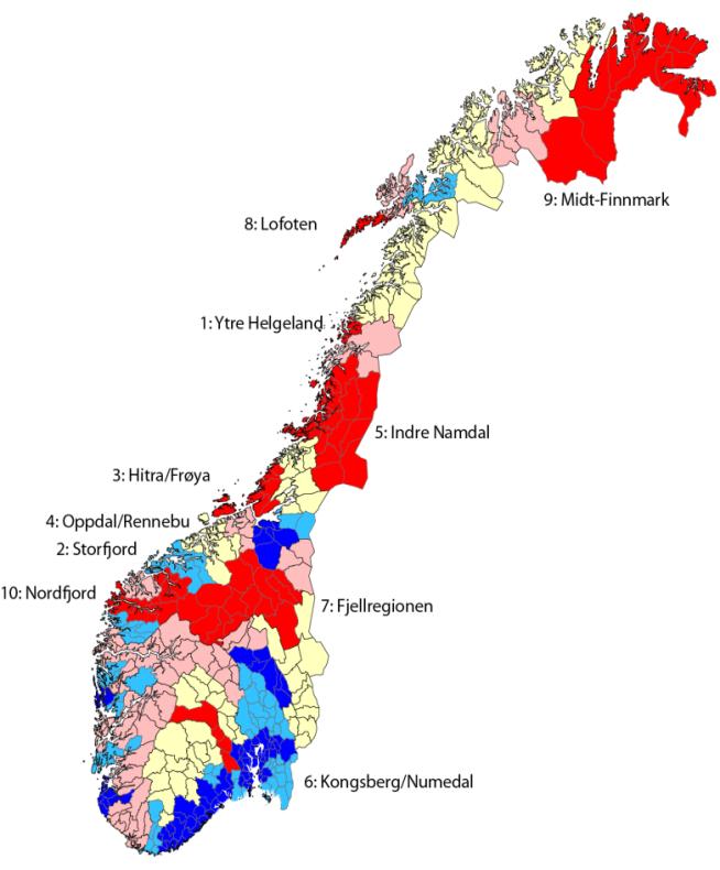 Disse regionene har også redusert sin sårbarhet noe fra 2000 til 2011. Drammensregionen er rangert som nummer 77 og er dermed i gruppen av de aller minst sårbare regionene.