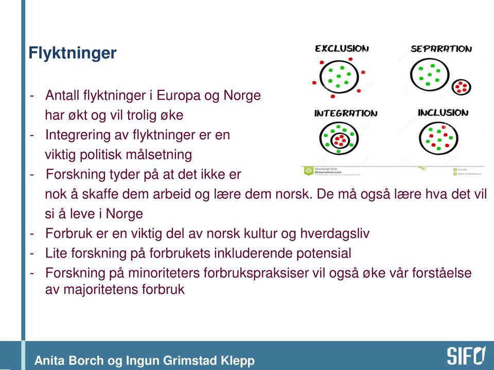 De må også lære hva det vil si å leve i Norge - Forbruk er en viktig del av norsk kultur og hverdagsliv - Lite forskning på