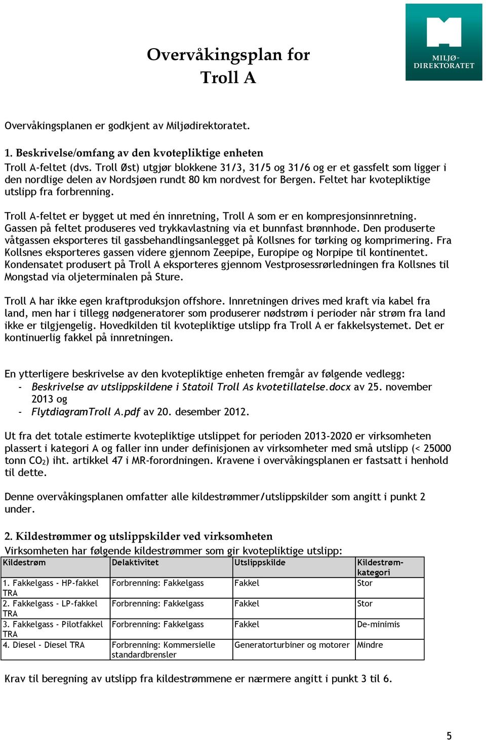 Troll A-feltet er bygget ut med én innretning, Troll A som er en kompresjonsinnretning. Gassen på feltet produseres ved trykkavlastning via et bunnfast brønnhode.