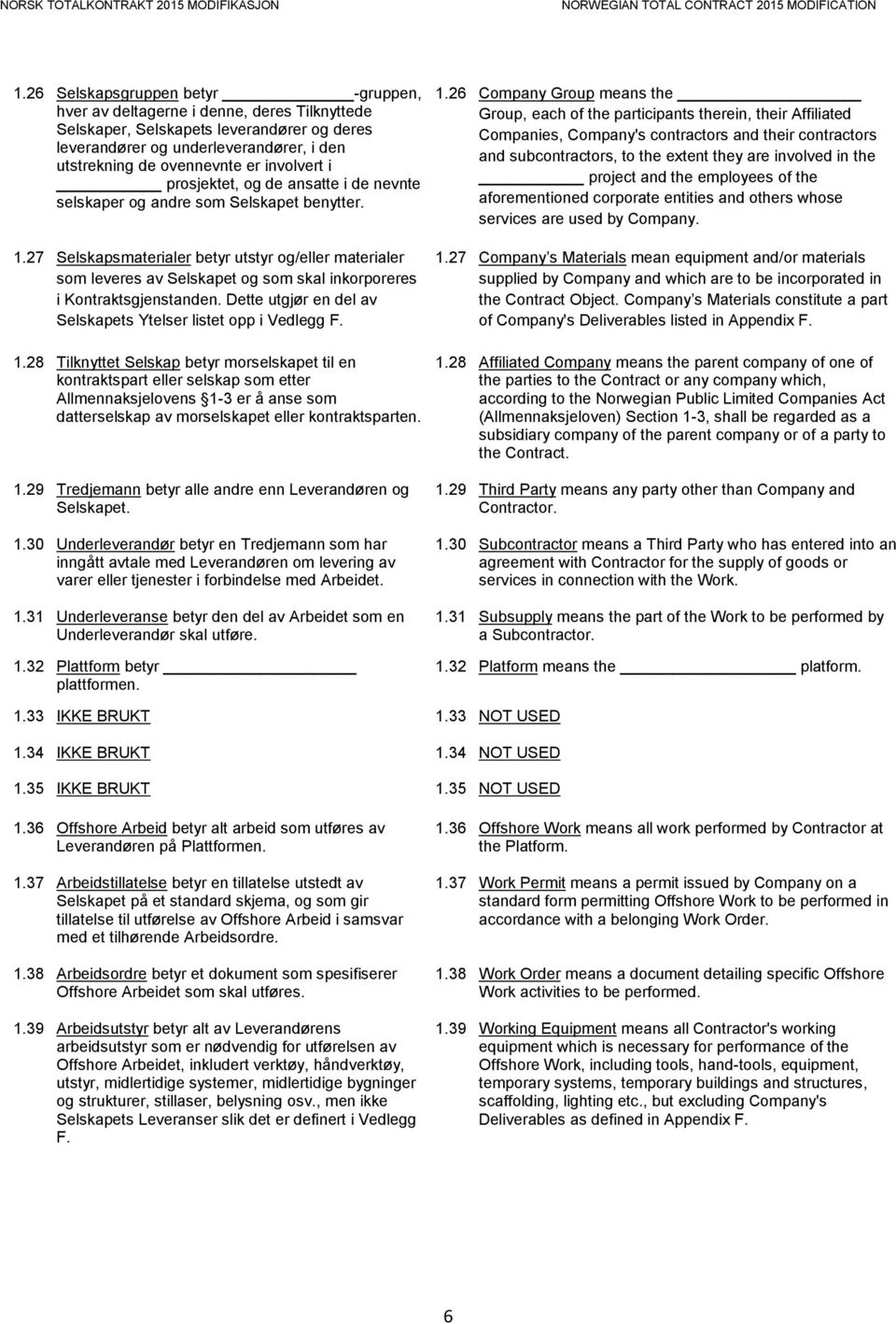 27 Selskapsmaterialer betyr utstyr og/eller materialer som leveres av Selskapet og som skal inkorporeres i Kontraktsgjenstanden. Dette utgjør en del av Selskapets Ytelser listet opp i Vedlegg F. 1.