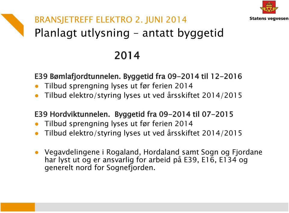 2014/2015 E39 Hordviktunnelen.