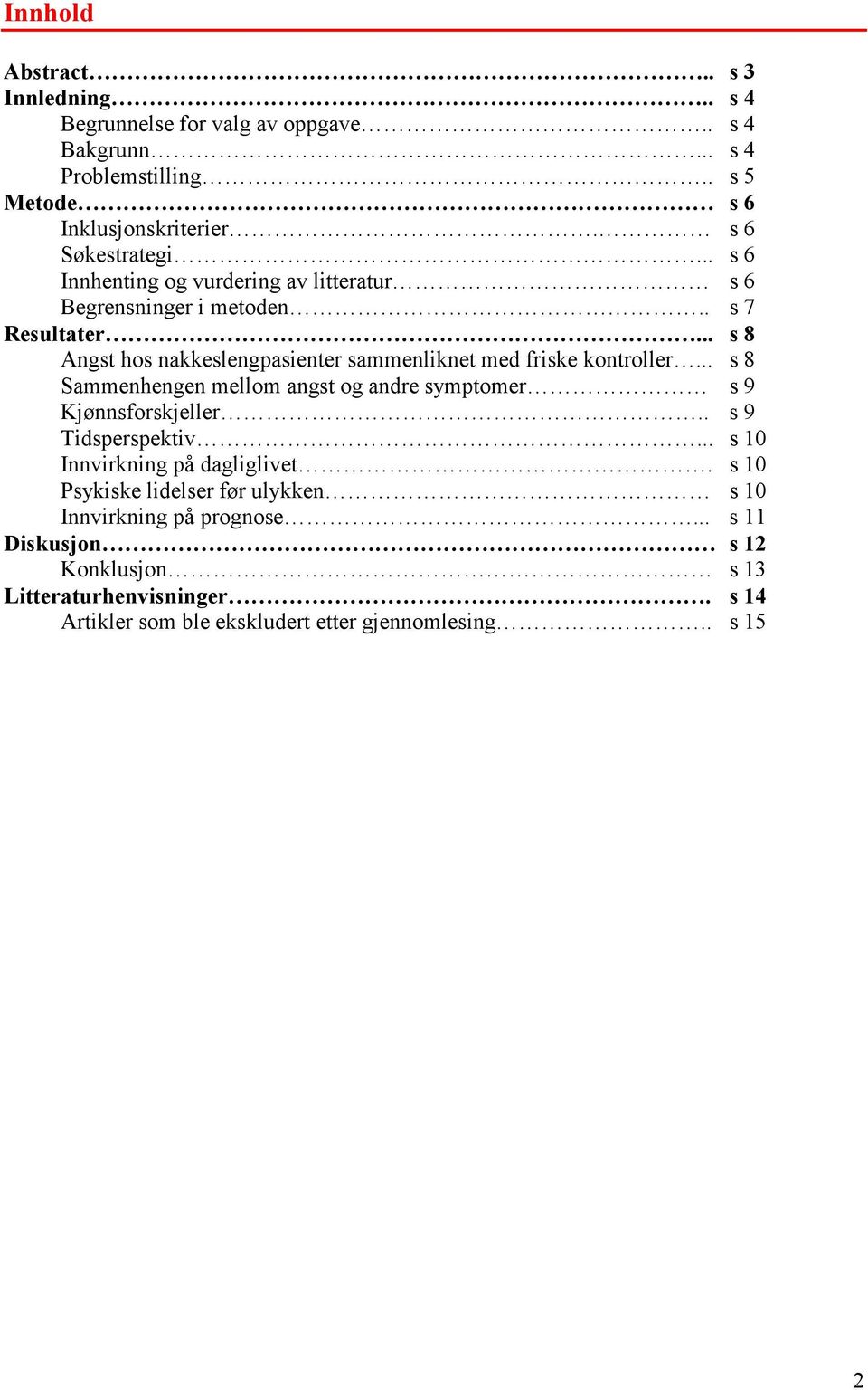 .. s 8 Angst hos nakkeslengpasienter sammenliknet med friske kontroller... s 8 Sammenhengen mellom angst og andre symptomer s 9 Kjønnsforskjeller.