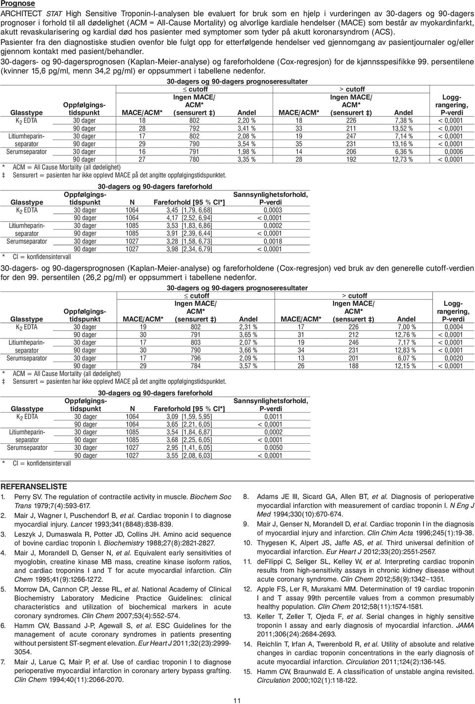 Pasienter fra den diagnostiske studien ovenfor ble fulgt opp for etterfølgende hendelser ved gjennomgang av pasientjournaler og/eller gjennom kontakt med pasient/behandler.