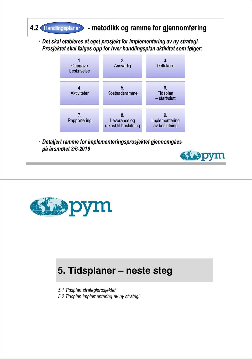 Kostnadsramme 6. Tidsplan start/slutt 7. Rapportering 8. Leveranse og utkast til beslutning 9.