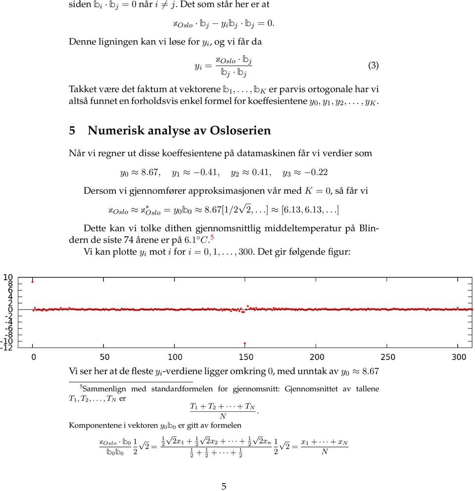 5 Numerisk analyse av Osloserien Når vi regner ut disse koeffesientene på datamaskinen får vi verdier som y 0 8.67, y 1 0.41, y 2 0.41, y 3 0.