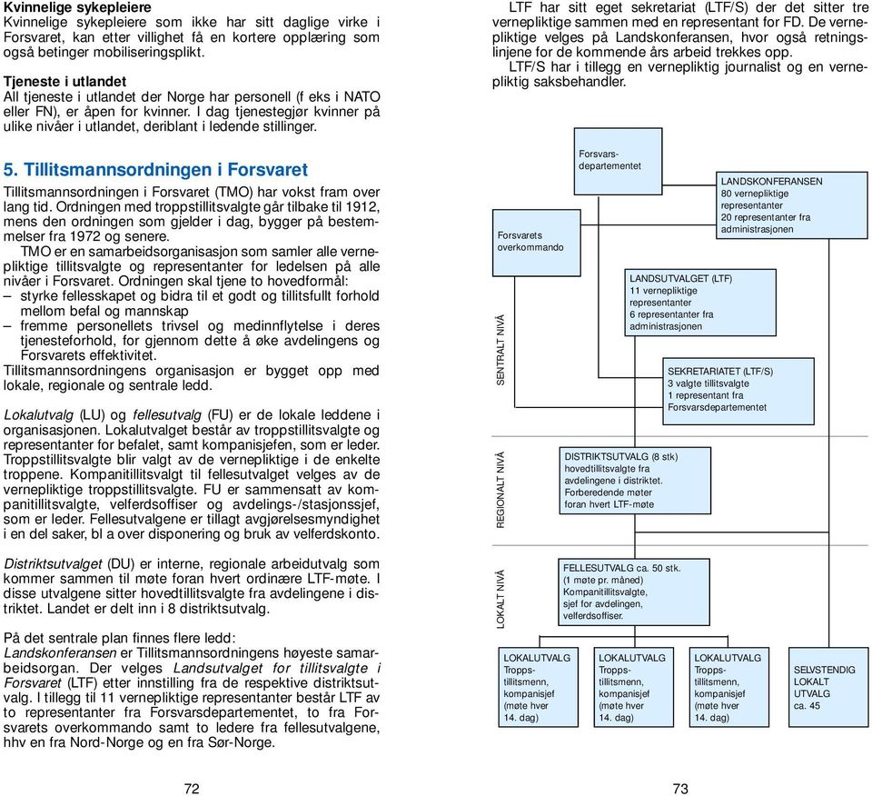 5. Tillitsmannsordningen i Forsvaret Tillitsmannsordningen i Forsvaret (TMO) har vokst fram over lang tid.