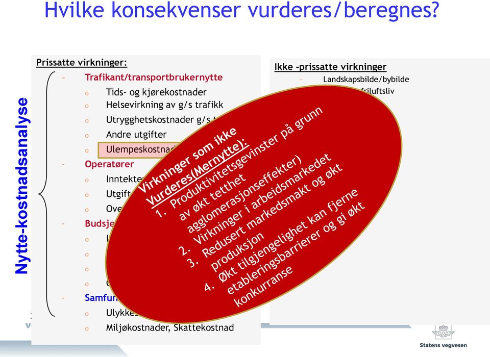 Andre utgifter Ulempeskstnader Inntekter Utgifter Overføringer - Budsjettvirkning fr det ffentlige Investeringskstnader Drifts/vedlikehldskstnader