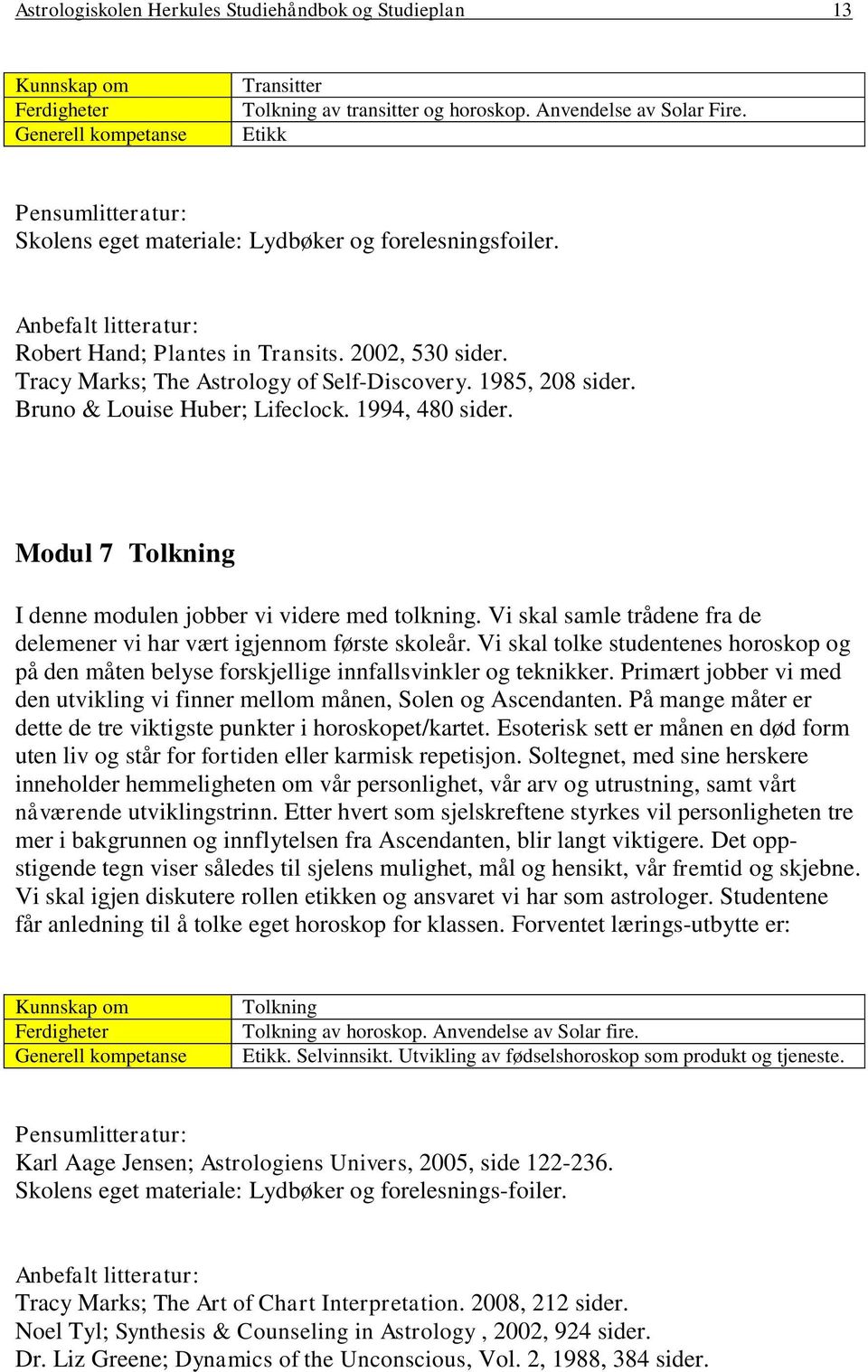 1985, 208 sider. Bruno & Louise Huber; Lifeclock. 1994, 480 sider. Modul 7 Tolkning I denne modulen jobber vi videre med tolkning.