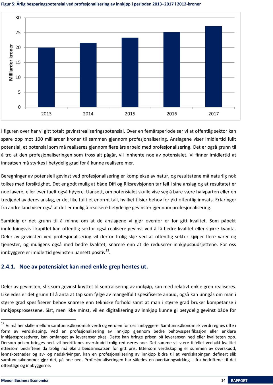 Anslagene viser imidlertid fullt potensial, et potensial som må realiseres gjennom flere års arbeid med profesjonalisering.