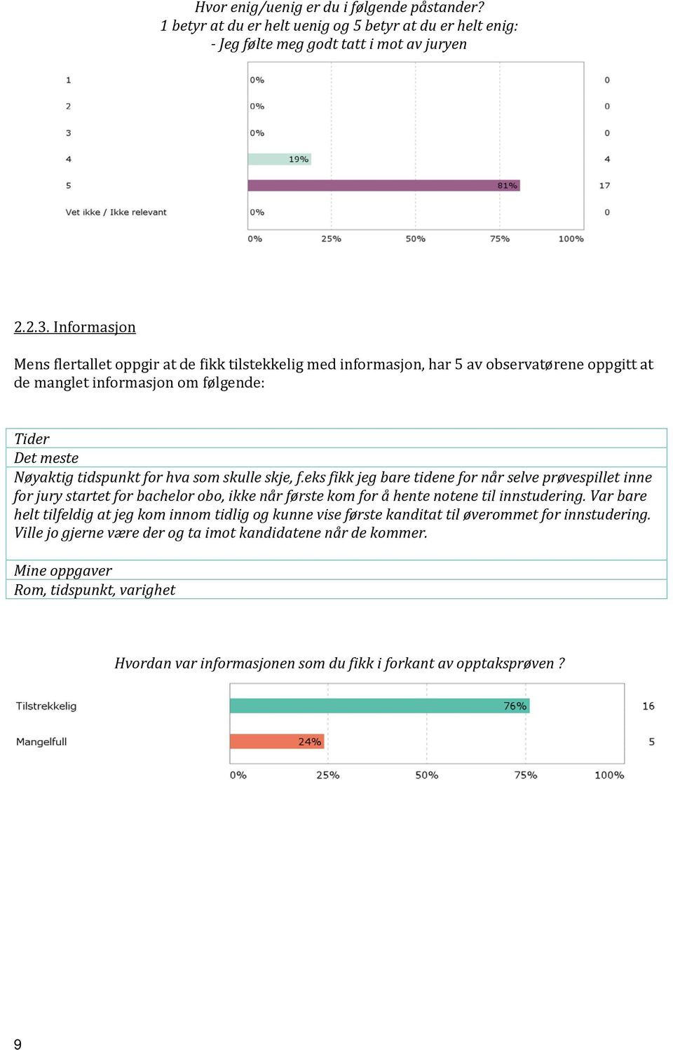 skulle skje, f.eks fikk jeg bare tidene for når selve prøvespillet inne for jury startet for bachelor obo, ikke når første kom for å hente notene til innstudering.