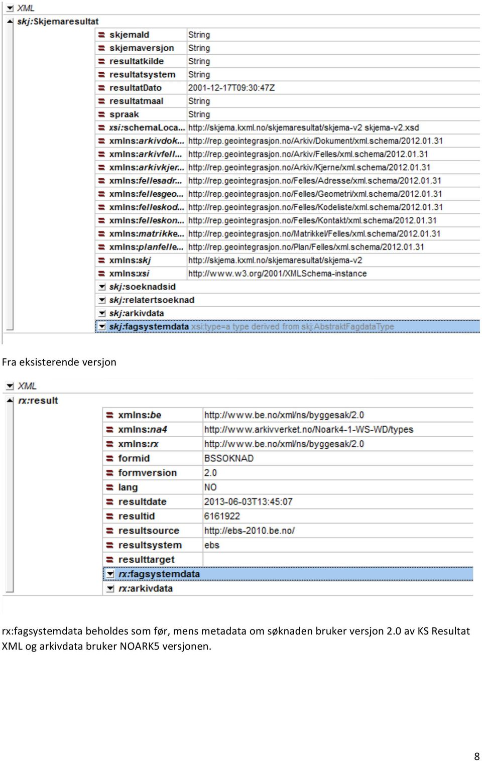 metadata om søknaden bruker versjon 2.