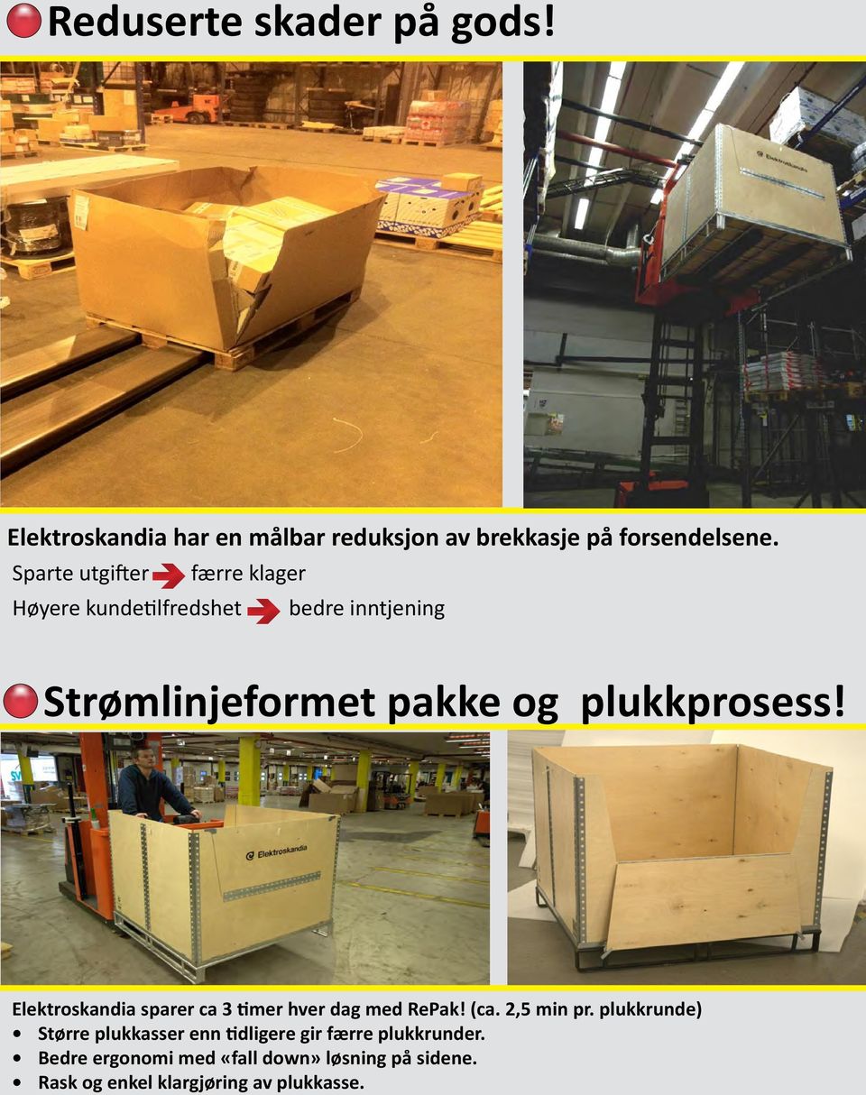 plukkprosess! Elektroskandia sparer ca 3 timer hver dag med RePak! (ca. 2,5 min pr.