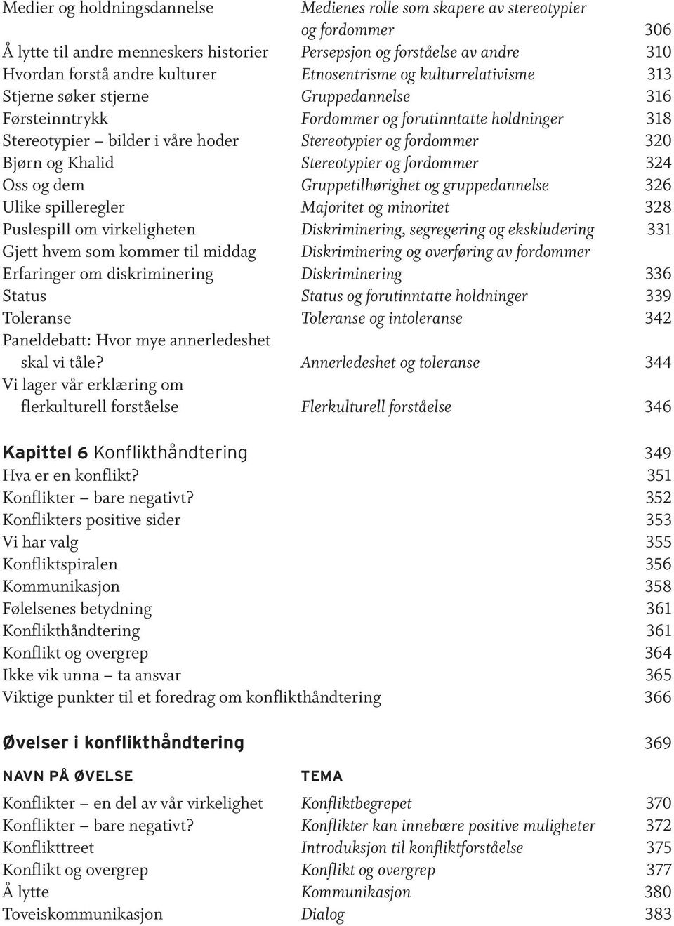 Bjørn og Khalid Stereotypier og fordommer 324 Oss og dem Gruppetilhørighet og gruppedannelse 326 Ulike spilleregler Majoritet og minoritet 328 Puslespill om virkeligheten Diskriminering, segregering