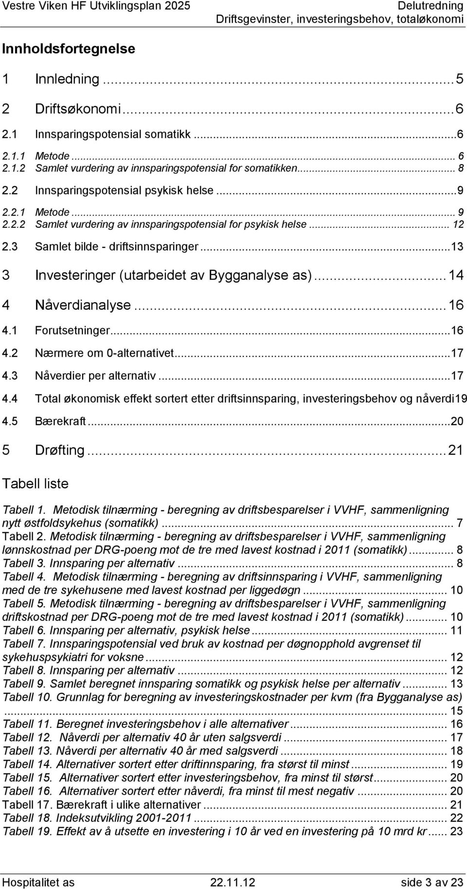 .. 13 3 Investeringer (utarbeidet av Bygganalyse as)... 14 4 Nåverdianalyse... 16 4.1 Forutsetninger... 16 4.2 Nærmere om 0-alternativet... 17 4.