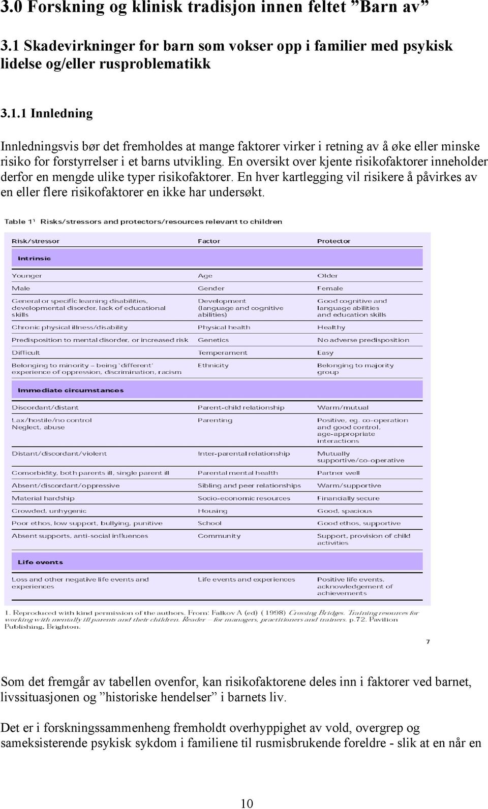 1 Innledning Innledningsvis bør det fremholdes at mange faktorer virker i retning av å øke eller minske risiko for forstyrrelser i et barns utvikling.