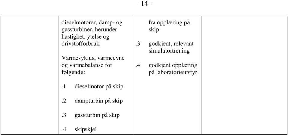 følgende: fra opplæring på skip.