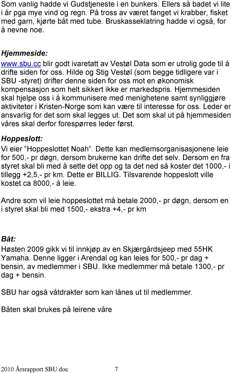 Hilde og Stig Vestøl (som begge tidligere var i SBU -styret) drifter denne siden for oss mot en økonomisk kompensasjon som helt sikkert ikke er markedspris.