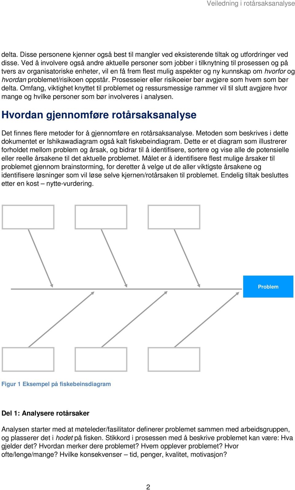 problemet/risikoen oppstår. Prosesseier eller risikoeier bør avgjøre som hvem som bør delta.