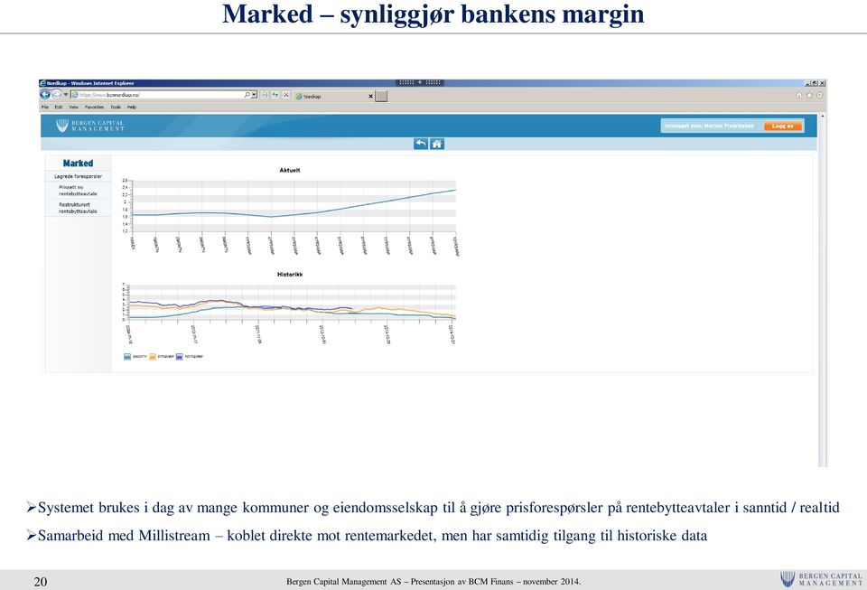 rentebytteavtaler i sanntid / realtid Samarbeid med Millistream